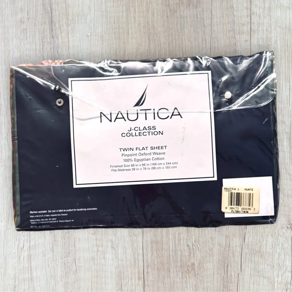 NEW Vintage Y2K NAUTICA J-Class Collection Pinpoint Oxford Weave Twin Flat Sheet
